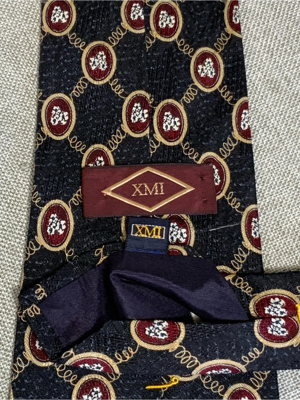 Vintage XMI Silk Medallion Wide Extra Long Tie USA Made